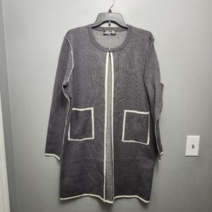 Romimona women's open front cardigan sweater size XL gray long length